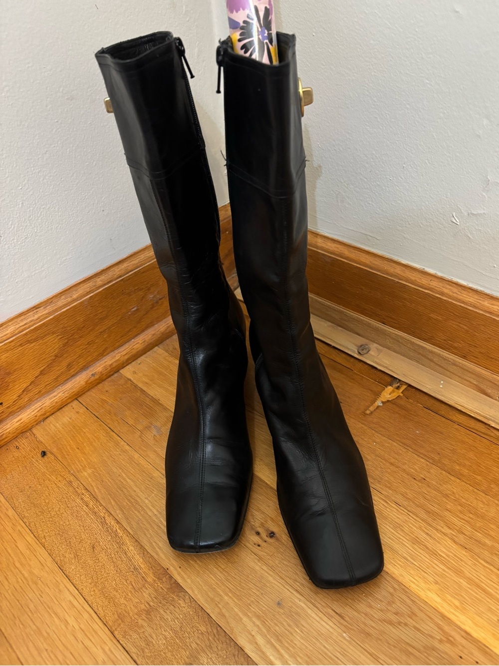 Coach Black Knee-High Women's Leather Boots 9 B